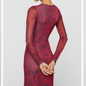 Elegant Red Animal Print Dress